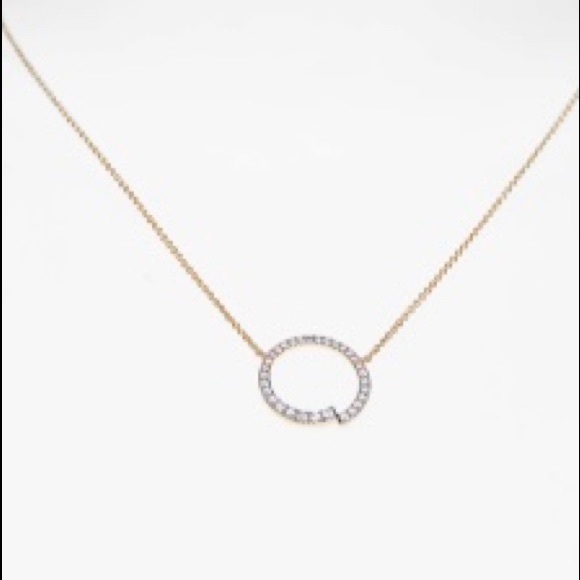 Sparkle Encrusted Circle Jeweled Pendant  18K Plated Necklace - Picture 2 of 6
